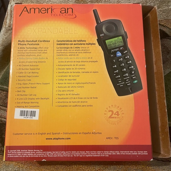 American TeleCom Cordless Phone w/ Base Station NOS NEW - Picture 2 of 7